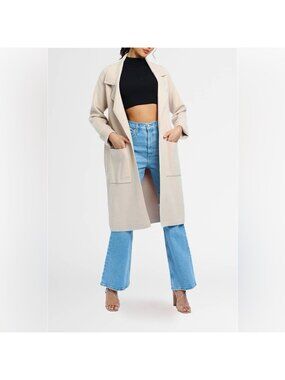 Staple the label Elegant Tan long Women's Sweater Coat large